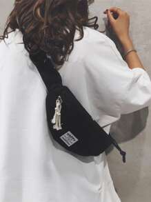 Túi đeo chéo Khối Màu Có thể điều chỉnh được Mát mẻ - màu đen - Xem 1