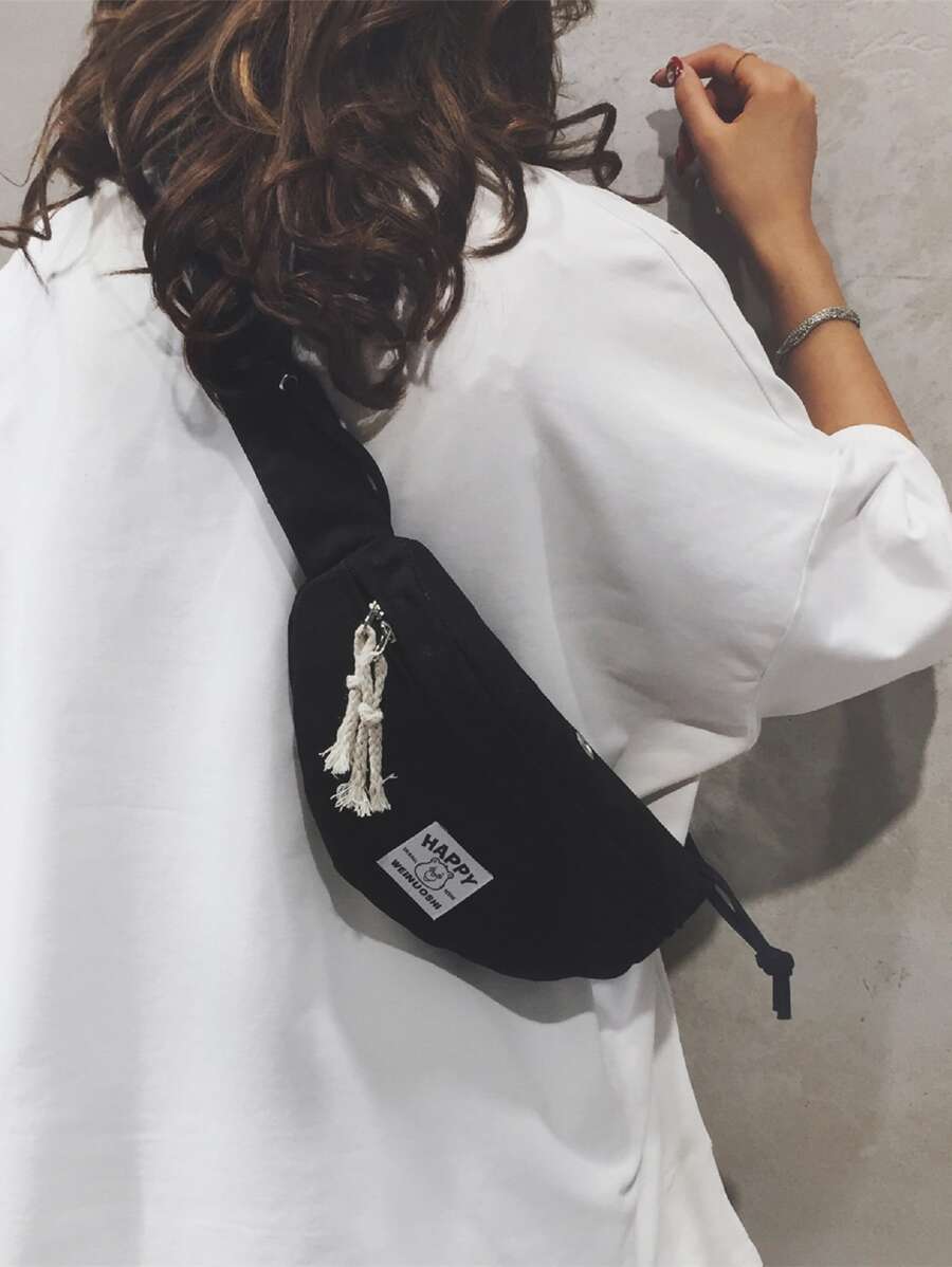 Túi đeo chéo Khối Màu Có thể điều chỉnh được Mát mẻ - màu đen - Xem 1