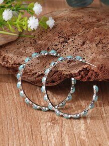 Hoa tai mở vòng trang trí màu ngọc lam - Nhiều màu - Xem 2