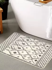 Geometrisches Muster Badezimmerteppich Heim Badezimmer Dekor Bodenbelag Teppich Outdoor Teppich Türmatte Herbstdekoration Badezimmer Accessoires Eingangsbereich Dekoration - Schwarz und Weiss - Übersicht 3