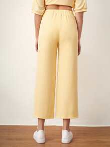 Mulvari Elastic Waist Patched Detail Joggers - Yellow - View 2