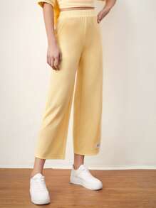 Mulvari Elastic Waist Patched Detail Joggers - Yellow - View 4