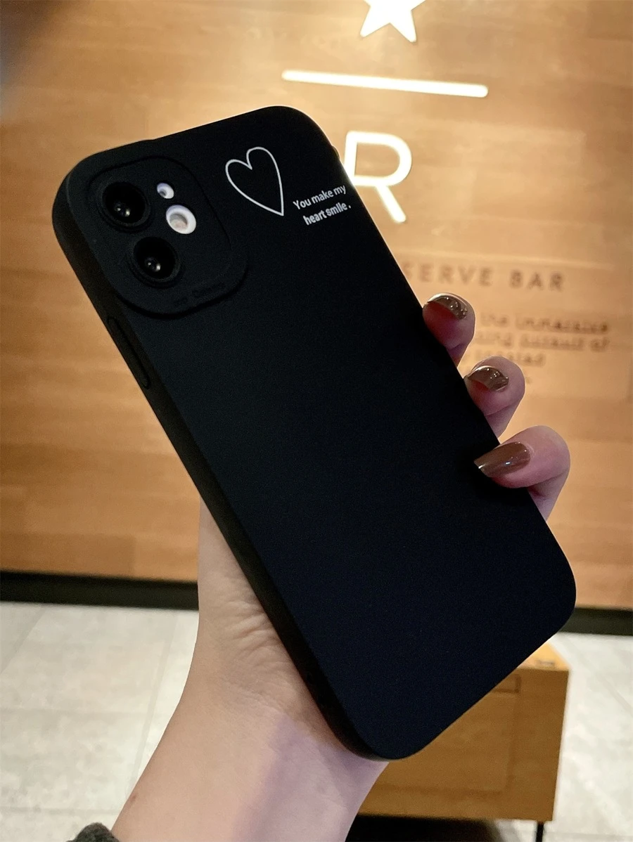 vỏ điện thoại hình trái tim - Đen và trắng - Xem 1