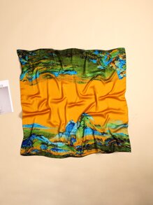 Landscape Print Scarf - Multicolor - View 3
