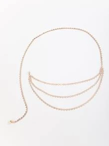 镂空心形装饰多层链条腰带 - 金色 - 查看 2