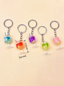 Cute 5pcs Fruit Detail Goblet Charm Keychain - Multicolor - View 3