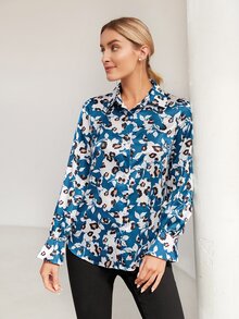 EMERY ROSE Drop Shoulder Floral Allover Print Shirt - Multicolor - View 2