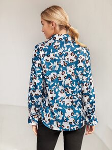 EMERY ROSE Drop Shoulder Floral Allover Print Shirt - Multicolor - View 3