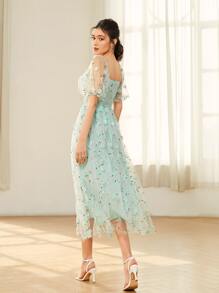 Modelyn Sweetheart Neck Applique Detail Dress Long Evening Dresses - Mint Green - View 2