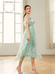 Modelyn Sweetheart Neck Applique Detail Dress Long Evening Dresses - Mint Green - View 5