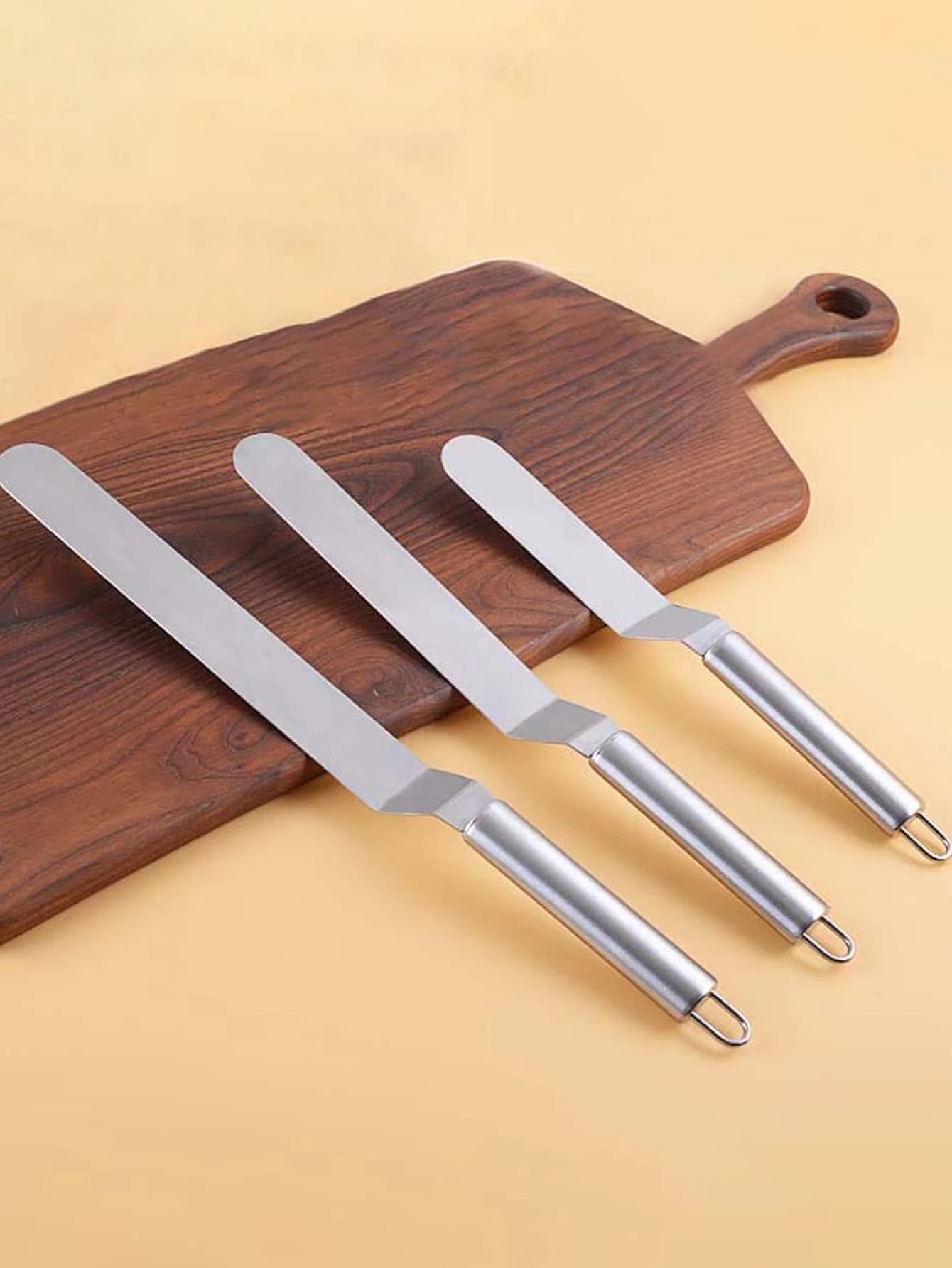 1pc Stainless Steel Cake Spatula Butter Cream Icing Frosting Knife,Smoother Kitchen Pastry Cake Decoration Tool,Cooking Spatula Kitchen Fish Spatula - Silver - View 1