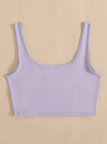 SHEIN Unity Solid Crop Tank Top - Lilac Purple - View 2