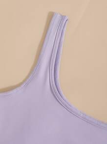 SHEIN Unity Solid Crop Tank Top - Lilac Purple - View 3
