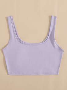 SHEIN Unity Solid Crop Tank Top - Lilac Purple - View 4