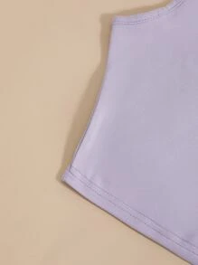 SHEIN Unity Solid Crop Tank Top - Lilac Purple - View 5
