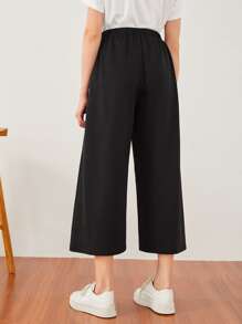 Seusyu Slogan Graphic Joggers - Black - View 2