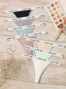 7 piezas Tanga con cinta con letra de canalé - Multicolor - Ver 1