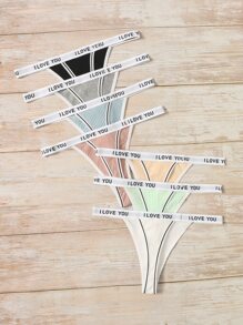 7 piezas Tanga con cinta con letra de canalé - Multicolor - Ver 2