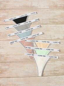 7 piezas Tanga con cinta con letra de canalé - Multicolor - Ver 3