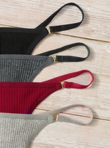 7packs Plain Rib Sexy Thongs - Multicolor - View 5