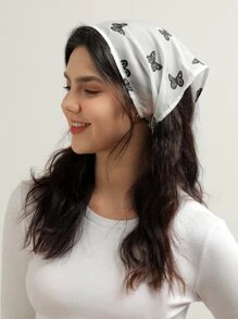 3pcs Flower Print Hair Band Butterfly - White - View 2