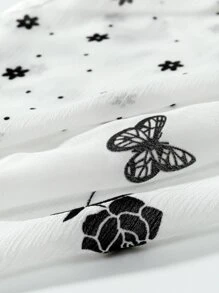 3pcs Flower Print Hair Band Butterfly - White - View 7