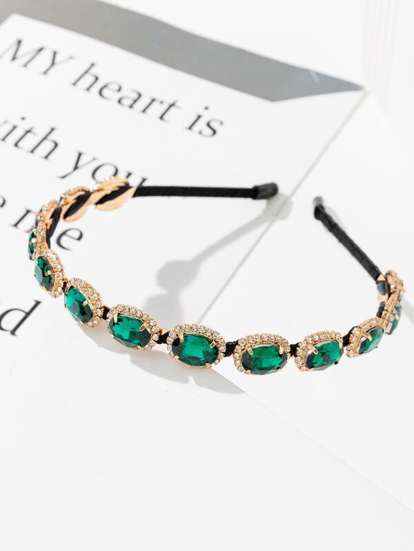 1 قطعة شريط شعر معدني مرصع بالكريستال الأخضر، تيجان ملكية مرصعة بالكريستال البنفسجي/الأحمر/الشمبانيا، شريط شعر، حلقة شعر