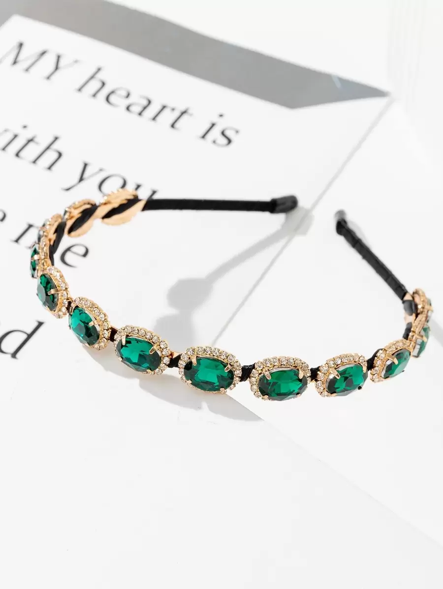 1件绿色水晶金属发箍，紫色/红色/香槟色水晶手工全水钻发箍，皇家皇冠，发箍，发圈，发饰，头饰 - 彩色 - 查看 1