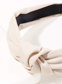 1条宽版纯色亮面缎面Y2K风格发箍，夏季发带，发箍，发圈，发饰，头饰 - 米色 - 查看 3