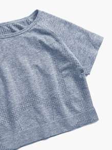 Easithlete 4pcs Seamless High Stretch Raglan Sleeve Crop Sports Tee - Multicolor - View 3