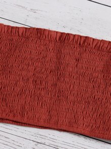 SHEIN Girls Shirred Crop Tube Top & Wide Leg Pants - Redwood - View 3