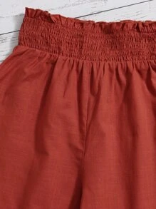 SHEIN Girls Shirred Crop Tube Top & Wide Leg Pants - Redwood - View 4