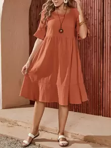 大圓領荷葉邊娃娃裙