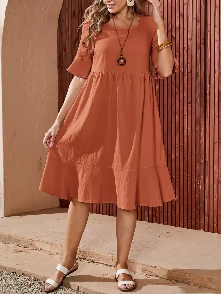 大圓領荷葉邊娃娃裙