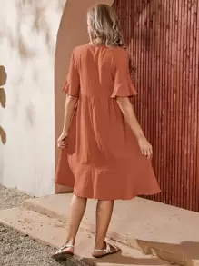 大圓領荷葉邊娃娃裙