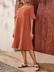 大圓領荷葉邊娃娃裙