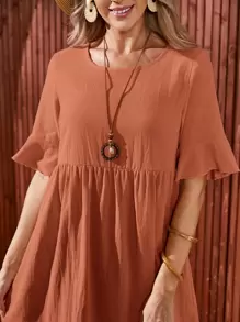 大圓領荷葉邊娃娃裙