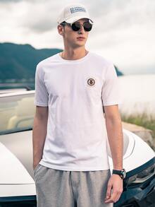 Hombres Camiseta con estampado de dibujos animados y letra - Blanco - Ver 4