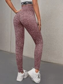 SHEIN Essnce Super High Waist Marled Leggings - Redwood - View 2