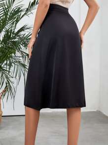 SHEIN Unity 垂墜搭扣腰帶半身裙 - 黑色 - 查看 2