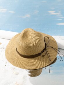 Studded Decor Straw Hat - Khaki - View 2