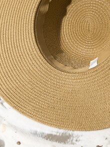 Studded Decor Straw Hat - Khaki - View 3
