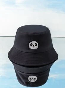 貓熊刺繡漁夫帽 - 黑色 - 查看 1