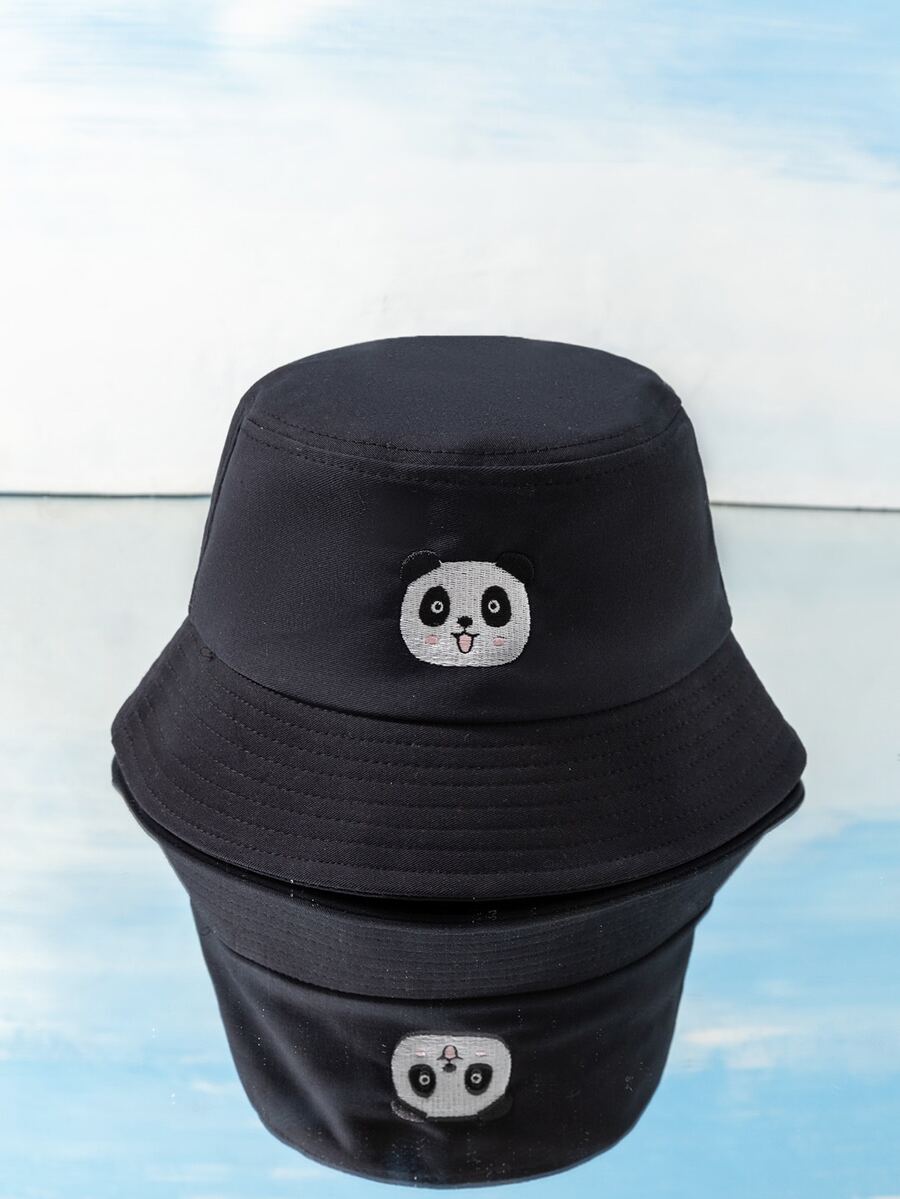 貓熊刺繡漁夫帽 - 黑色 - 查看 1