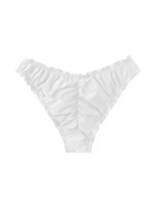SHEIN Swim 木耳邊泳衣下裝 - 白色 - 查看 2