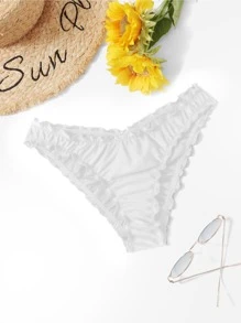 SHEIN Swim 木耳邊泳衣下裝 - 白色 - 查看 5