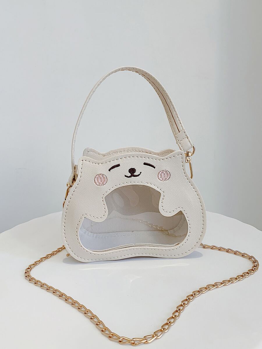 迷你女孩卡通圖案透明異形包 - 白色 - 查看 1