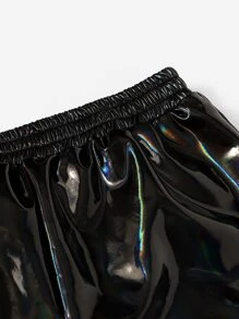 SHEIN Girls Elastic Waist Shorts - Black - View 3