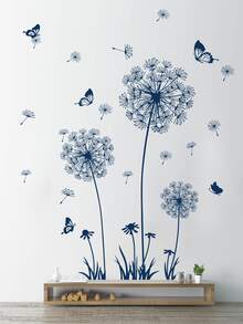 2pcs Dandelion Print Wall Sticker - Blue - View 5