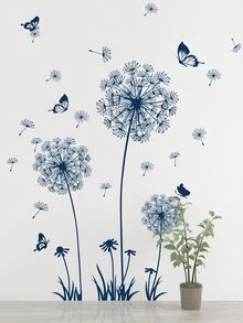 2pcs Dandelion Print Wall Sticker - Blue - View 7
